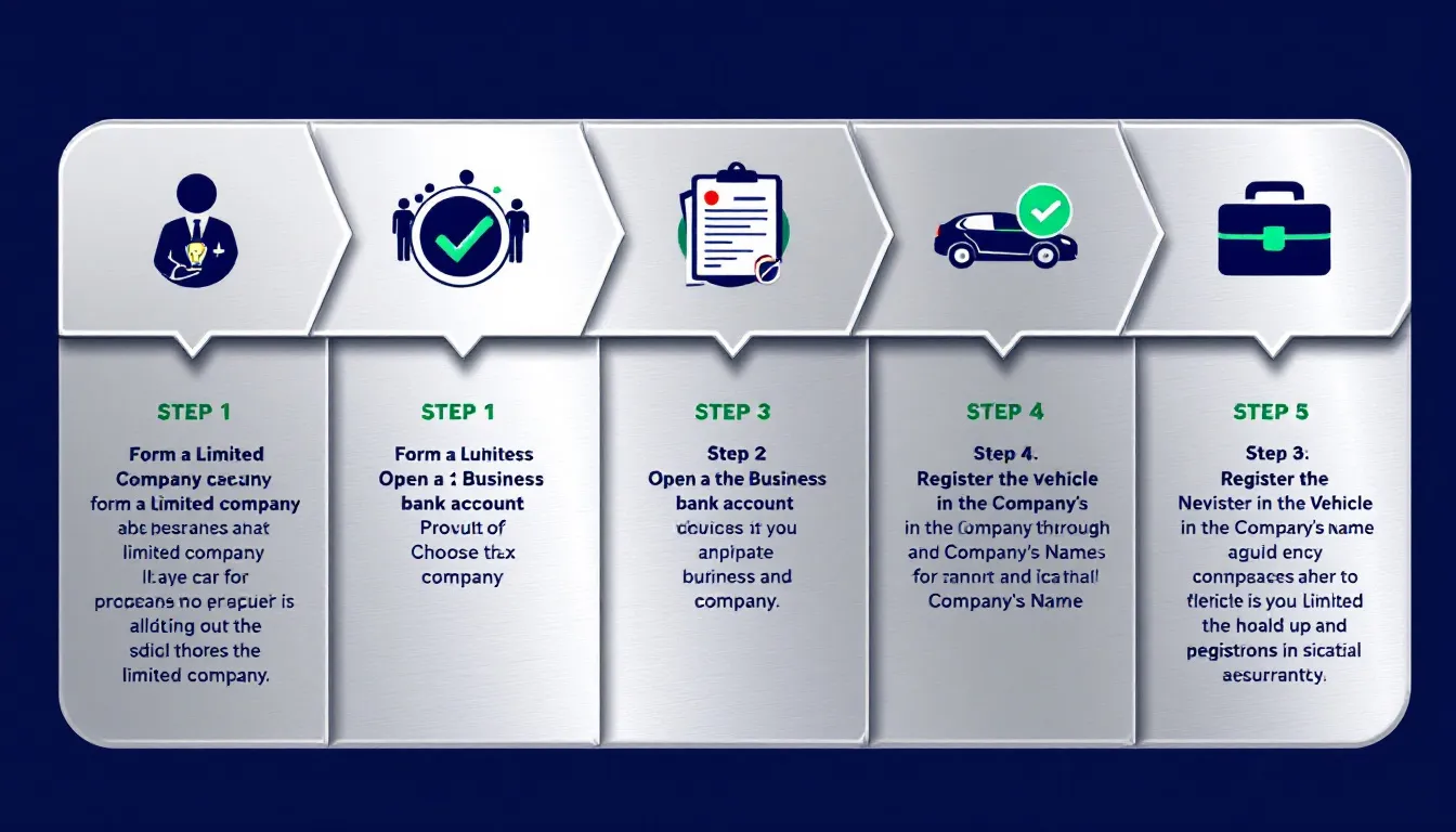 Steps to purchase a car through a limited company displayed visually.