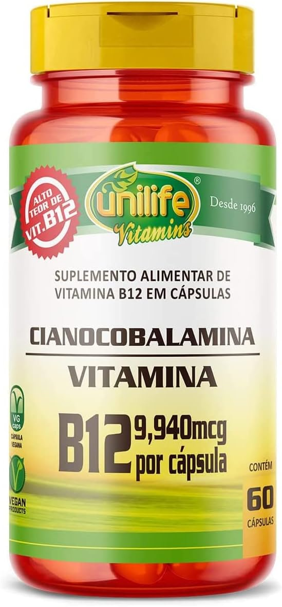 Suplemento de vitamina B12 da Unilife. Fonte da imagem: site oficial da marca.