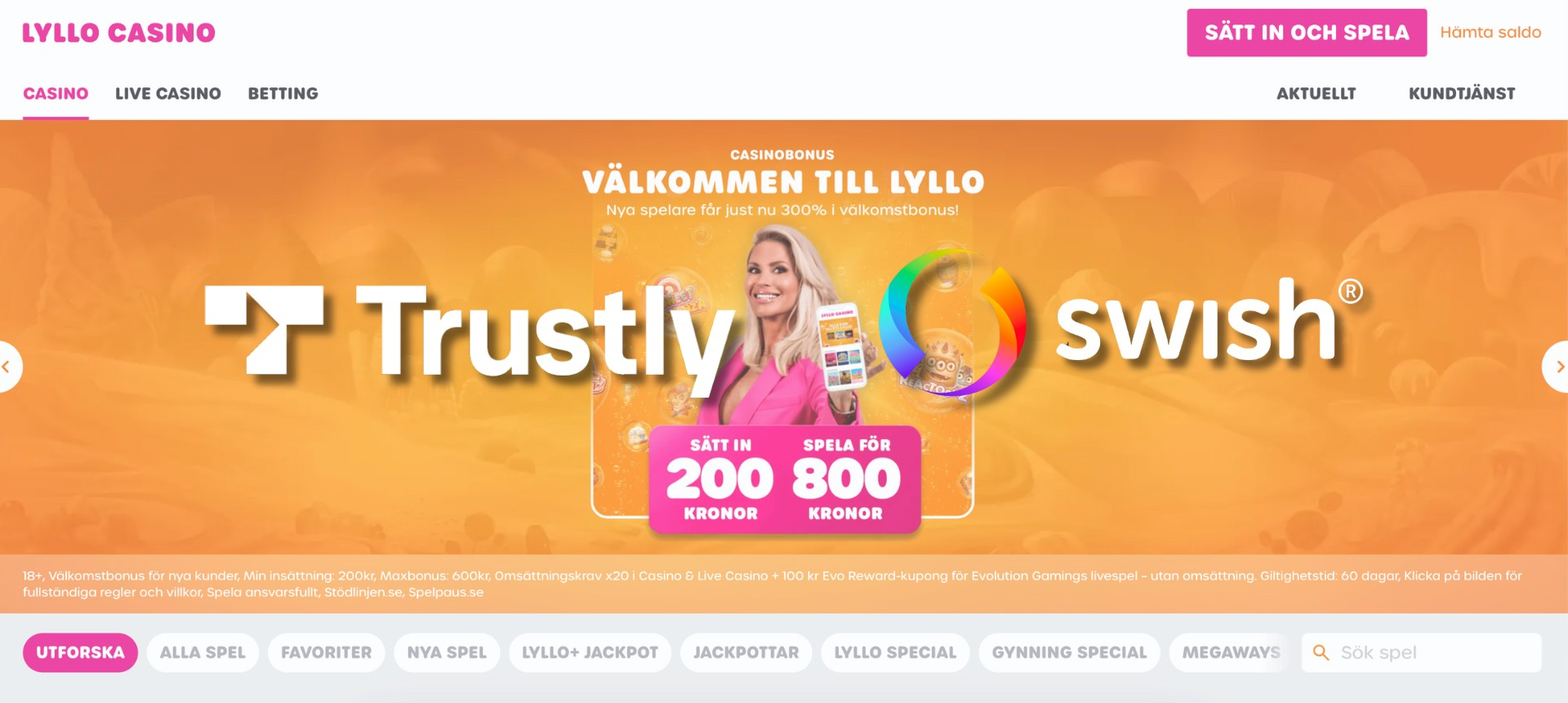 Lyllo casino erbjuder swish och trustly