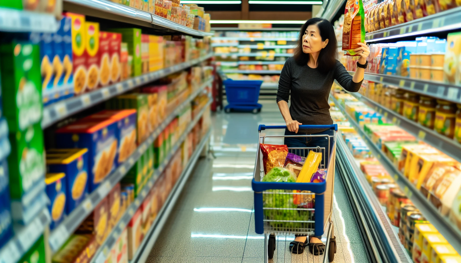 Person shopping at grocery store