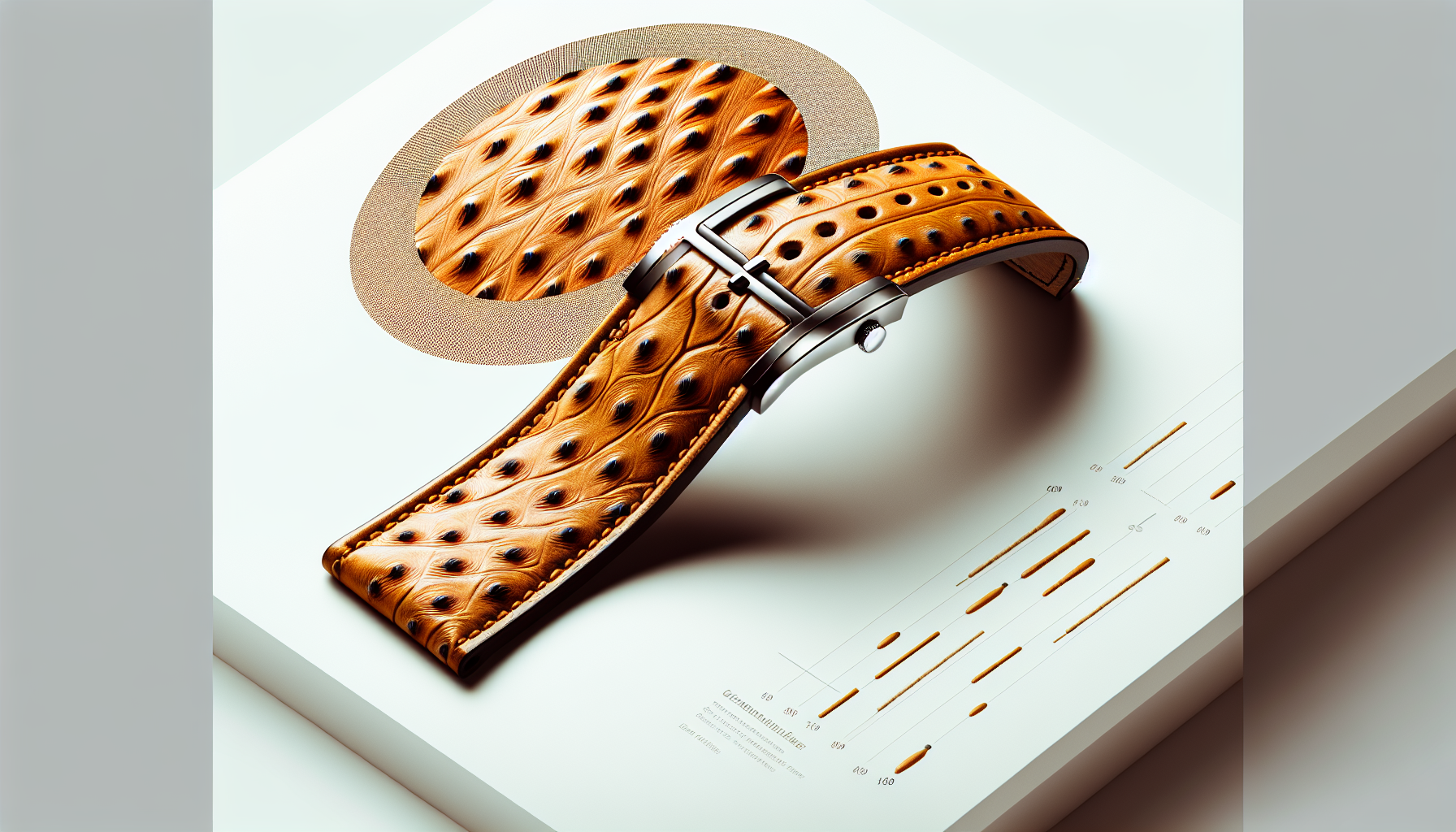 Unique honey ostrich leather watch band