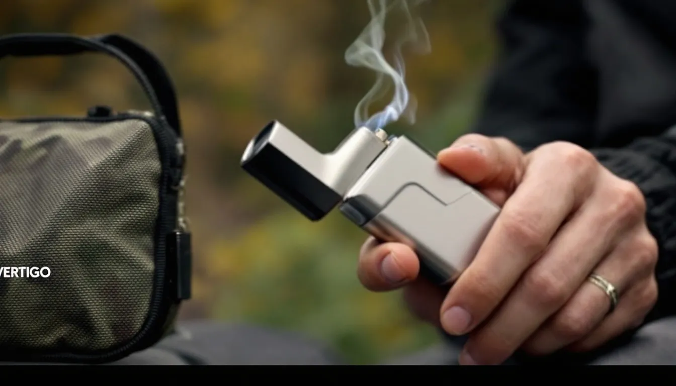 An individual using a Vertigo lighter outdoors.
