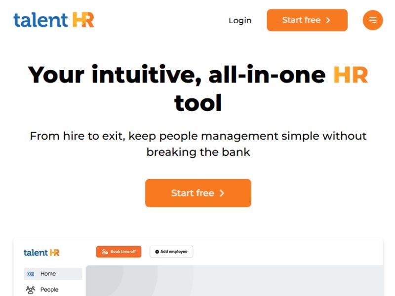 TalentHR software interface showcasing talent management tools for businesses.