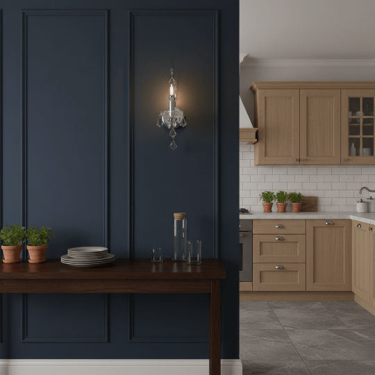 Vintage crystal wall sconce light fixture used for elegant kitchen lighting.