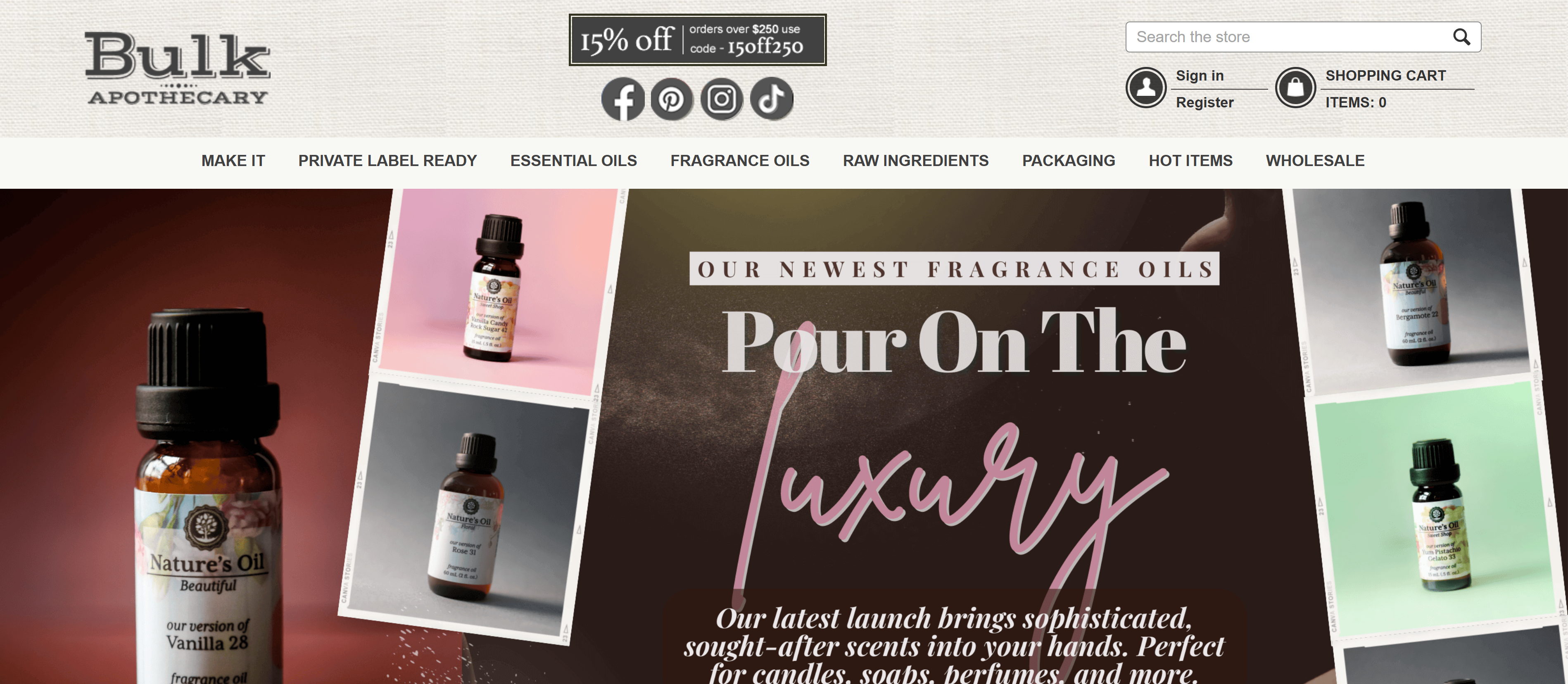 bulk apothecary landing page screenshot
