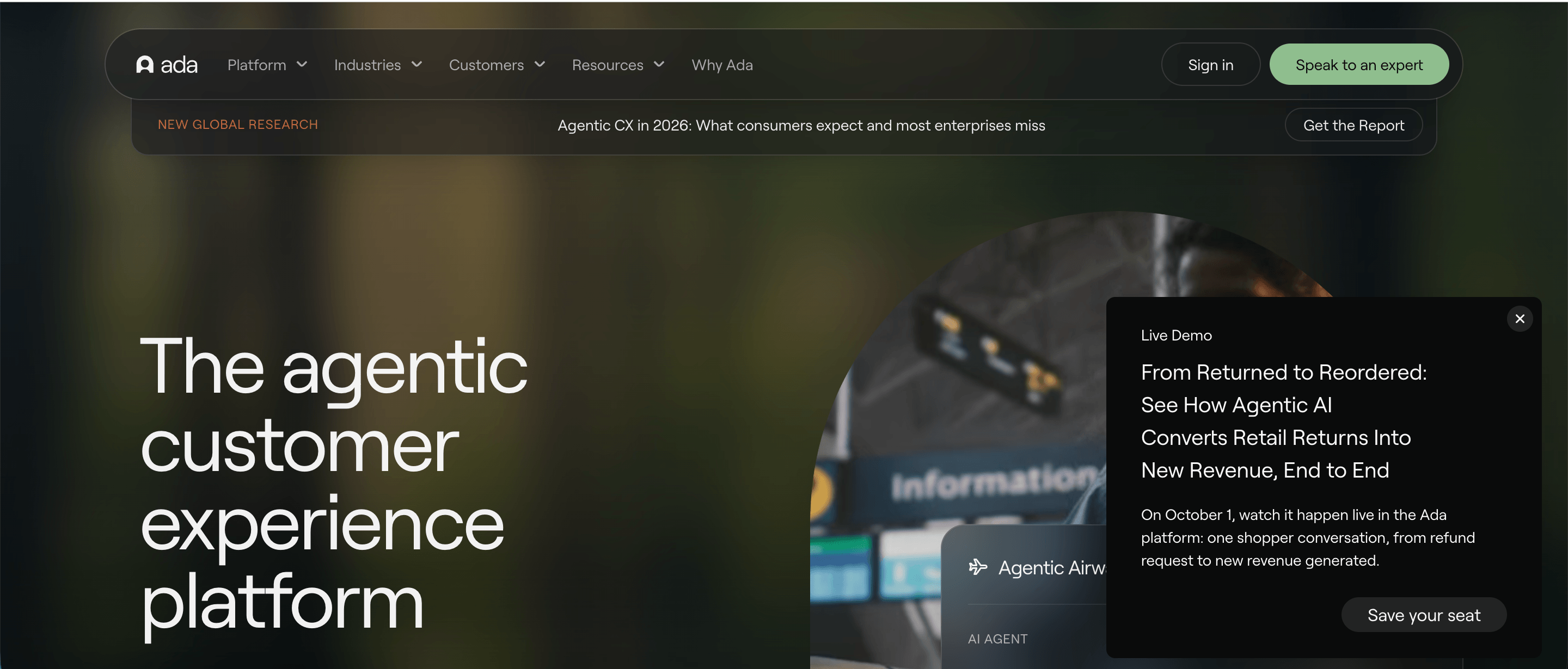 AI customer service solutions - Ada CX