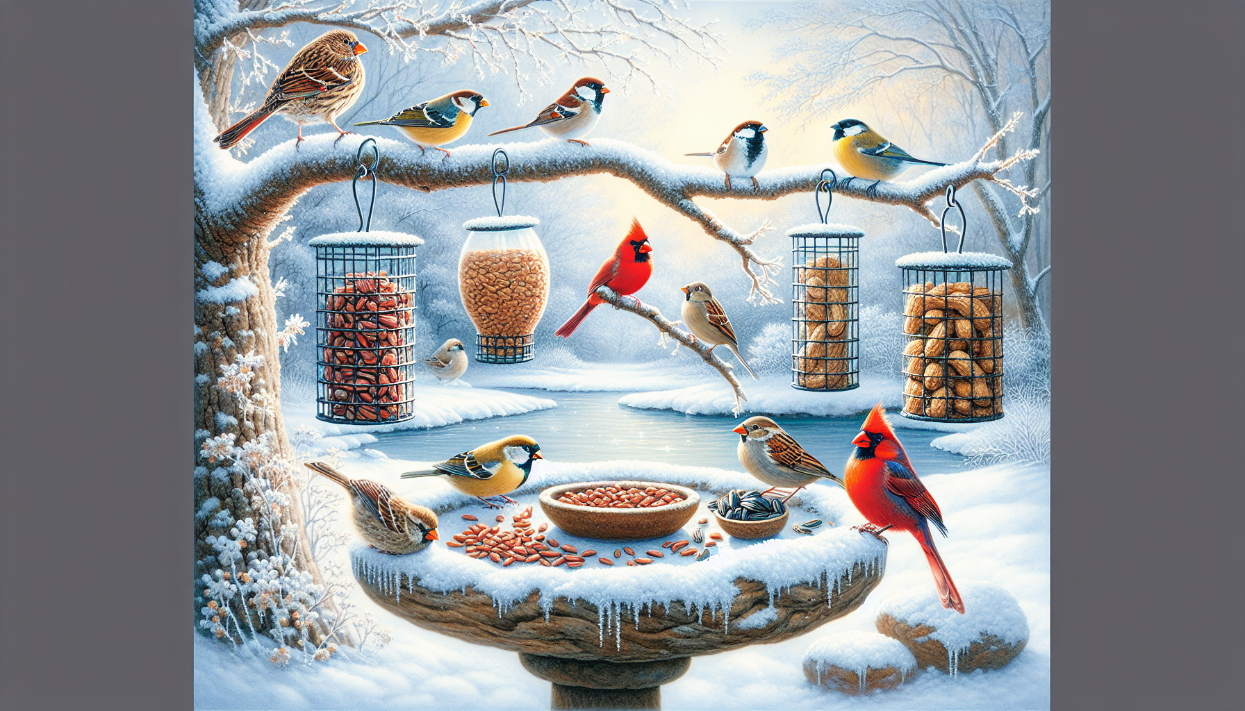 Feeding birds in winter