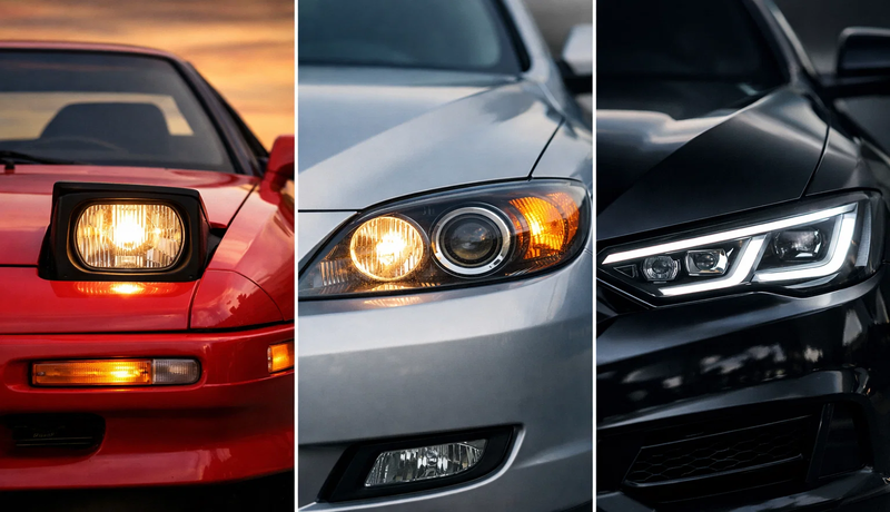 Evolution of automotive headlights from pop-up designs to modern LED systems