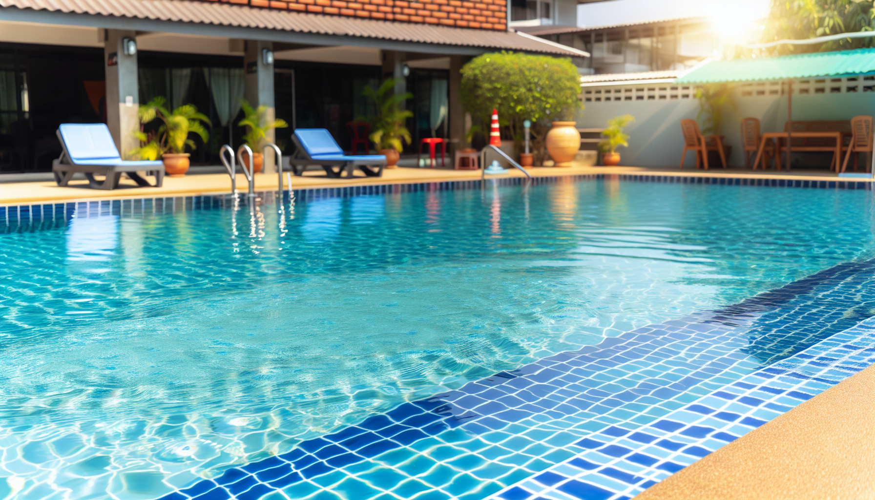 Clean swimming pool with no algae growth