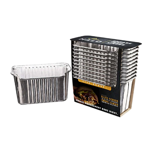 Halo Grease Container Foil Liners: 10-pack - disposable foil liners with convenient lids