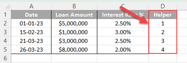 Helper column to insert rows between existing rows