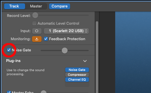 how to reduce hiss in garageband