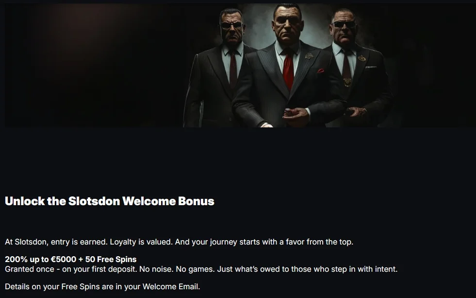 Welcome bonus for the first deposit
