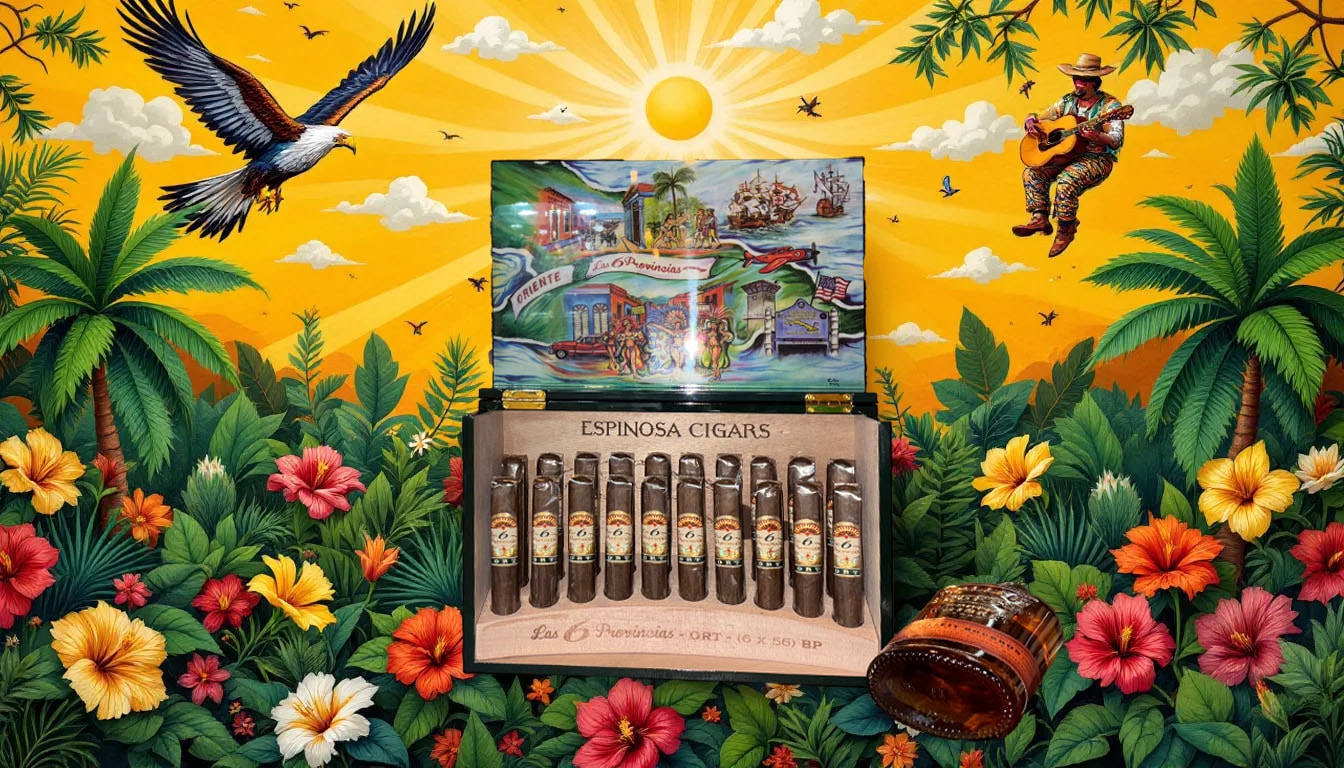The elegant packaging of Espinosa Las 6 Provincias ORT cigars.