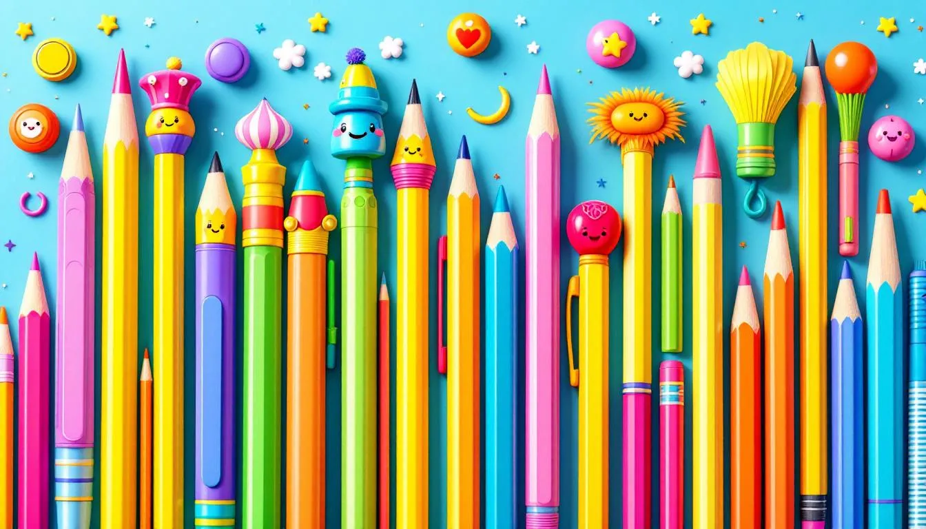 A selection of various writing utensils including pens and pencils.