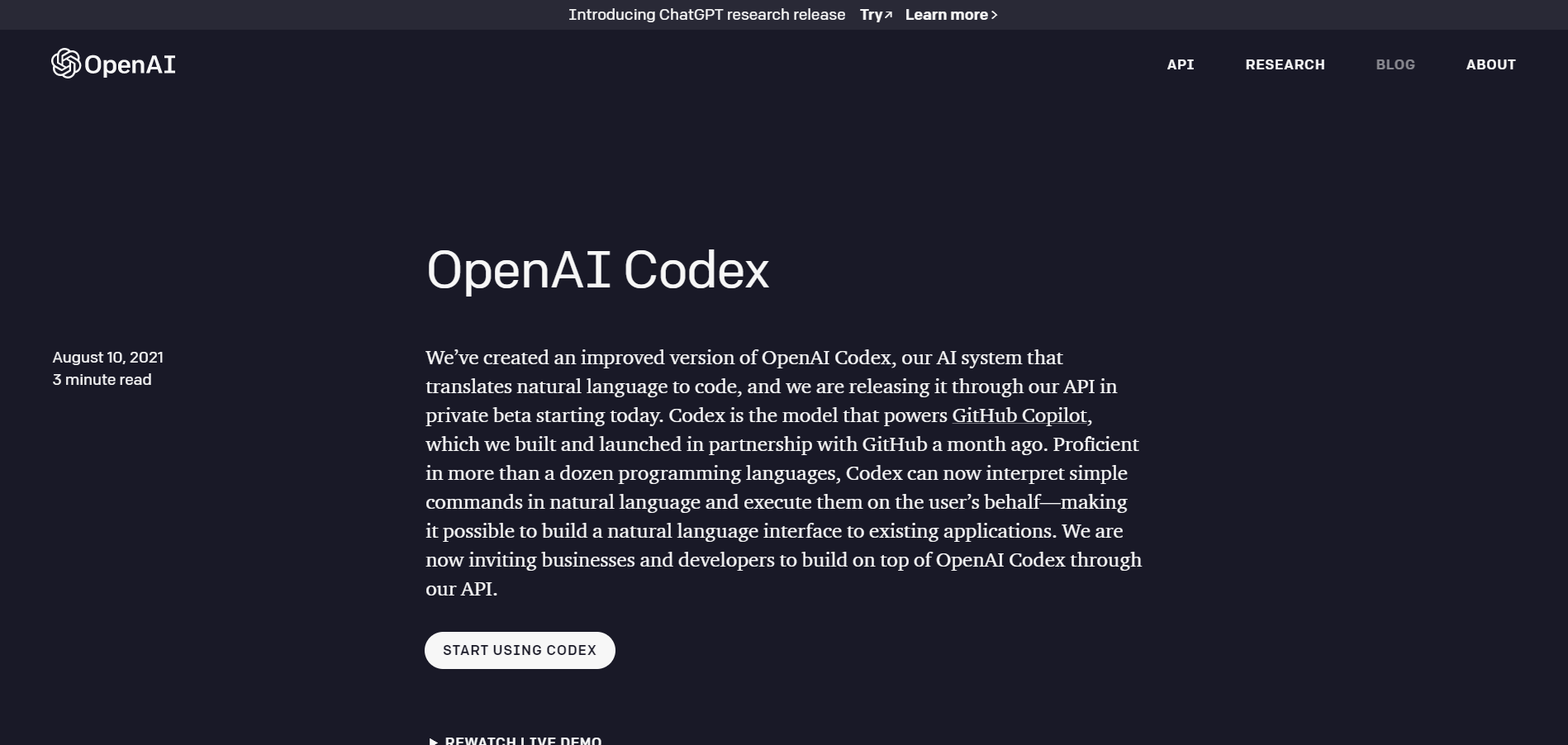OpenAI Codex - AI that writes code