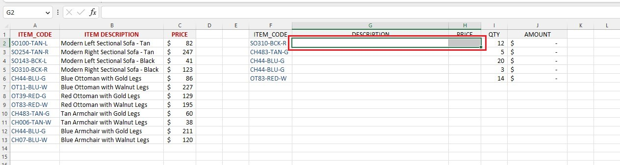 Select a cell put the return value of VLOOKUP function.