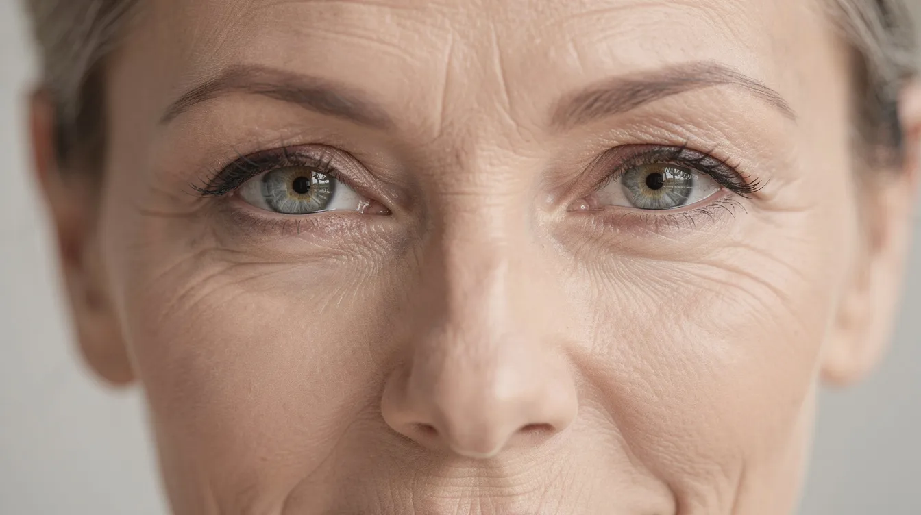 The image features a mature adult with bright, alert eyes and a smooth eyelid area, showcasing the natural results of upper eyelid surgery, commonly known as upper blepharoplasty. The individual appears refreshed and youthful, with no signs of droopy eyelids or excess skin.