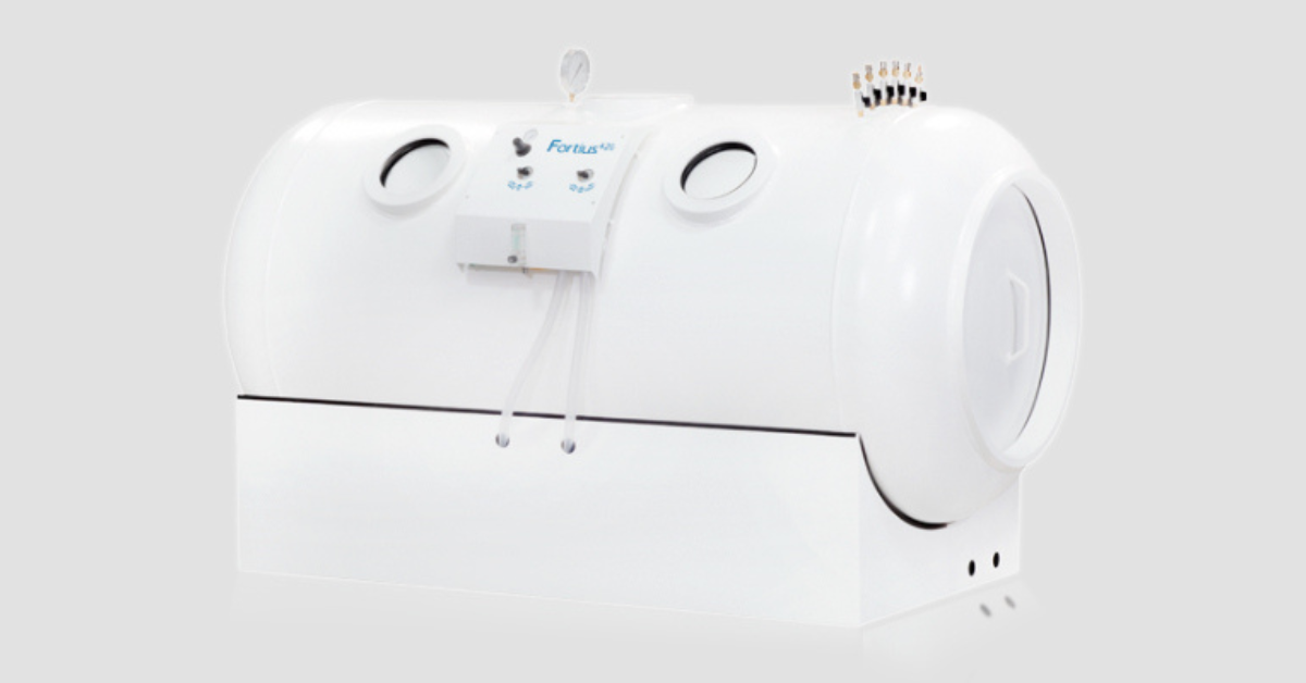 The Fortius 420 hyperbaric chamber from OxyHealth and Airpuria for hyperbaric oxygen therapy.