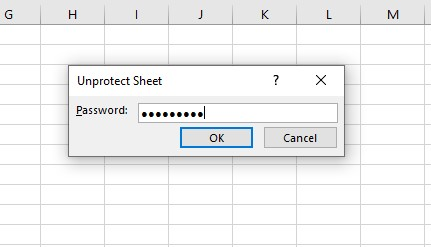 Input protected sheet password.