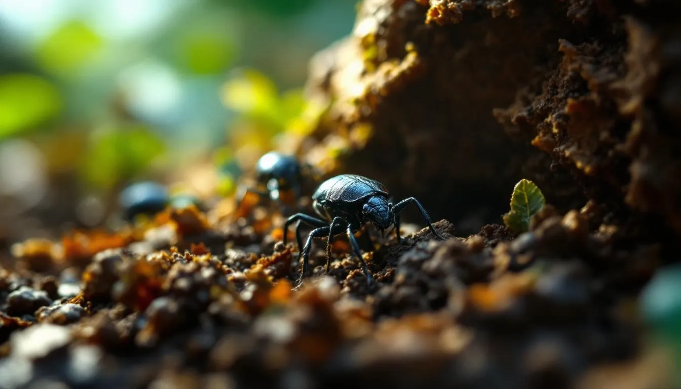 A variety of habitats where slater bugs are commonly found, including gardens and decaying plant matter.