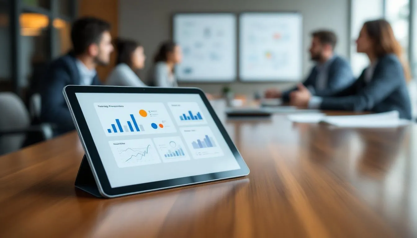 Ein Tablet, das bei einem Seminar verwendet wird, zeigt die Bedeutung der Tablet Miete für Seminare.