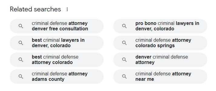 Screenshot Google search related searches list