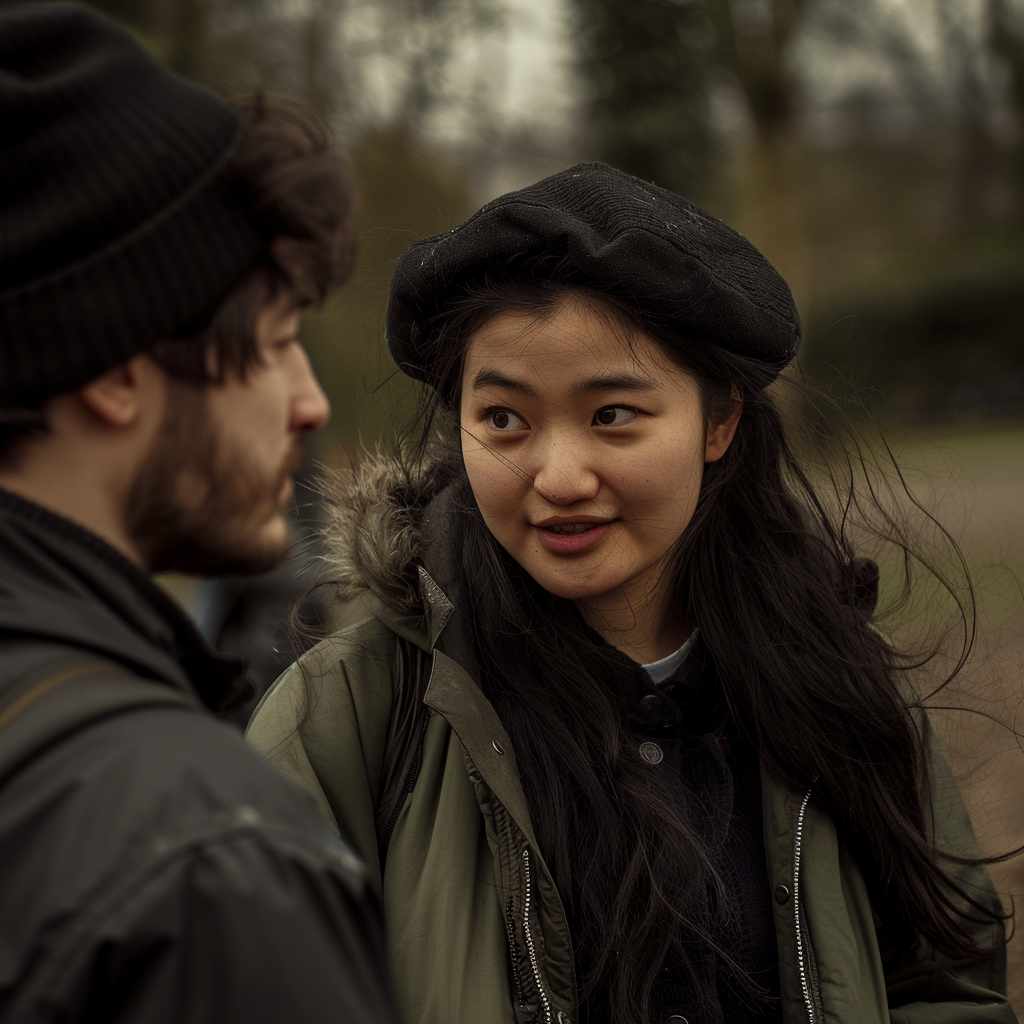 an image of a couple walking outside together