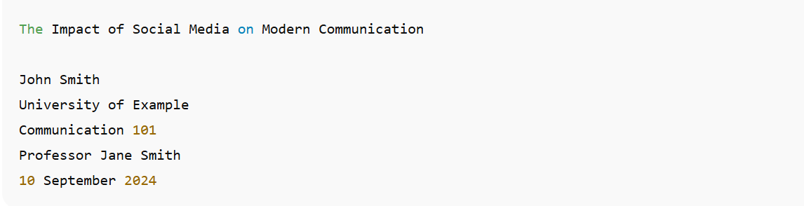 Chicago 17th / Turabian 9 Format First Page Layout