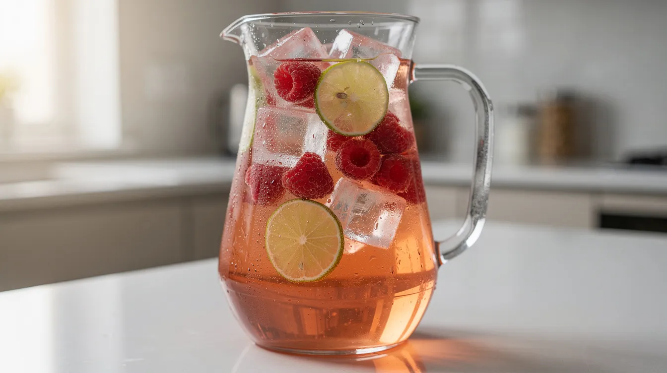 Malinowy rooibos na zimno z limonką i lodem
