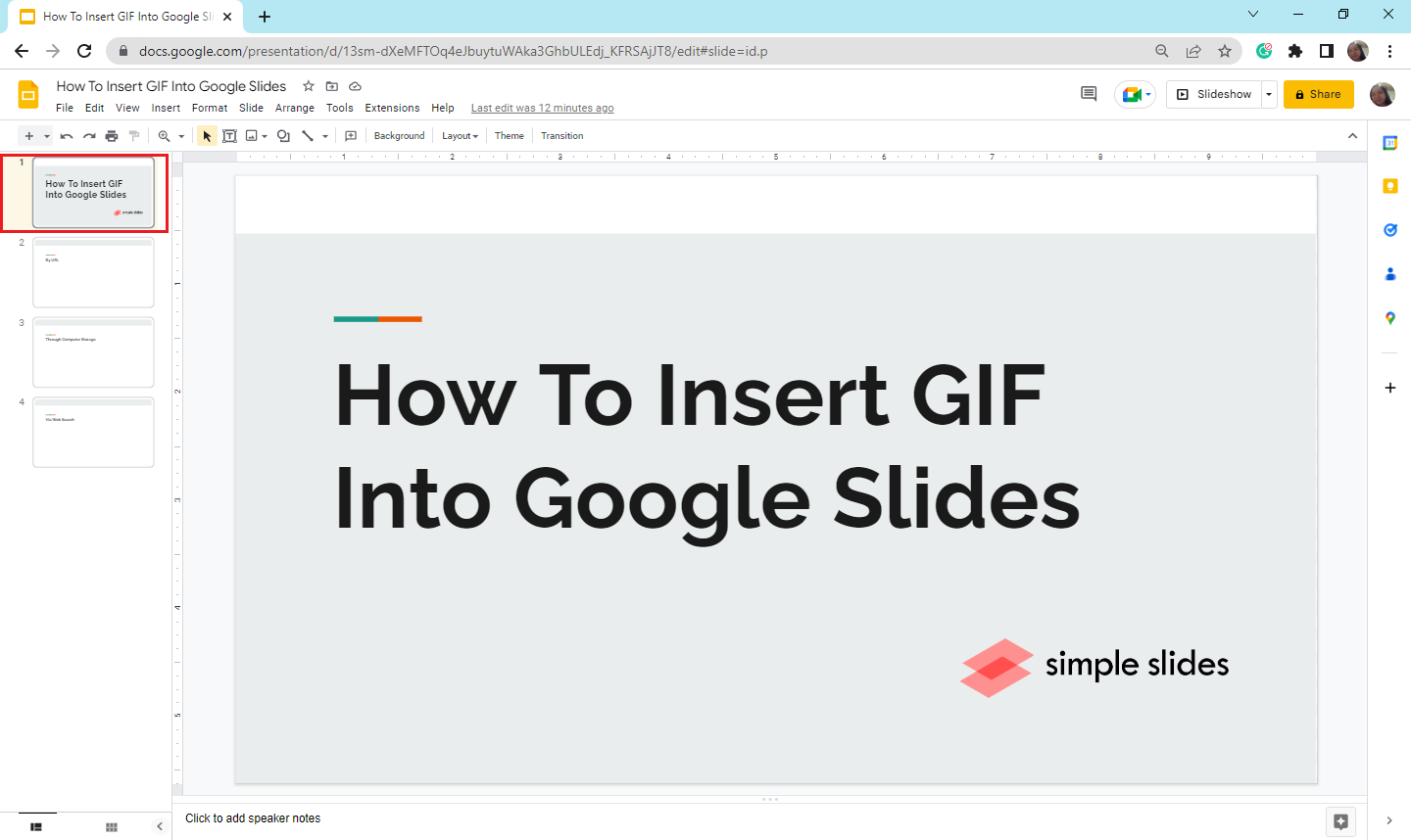 Adding and editing GIFs in Google Slides