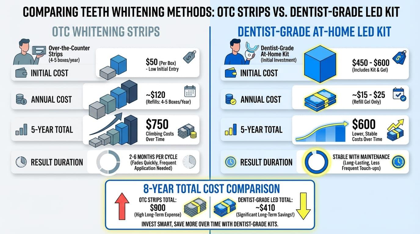 How Does the Long-Term Cost of OTC Whitening Strips Compare to an LED Kit