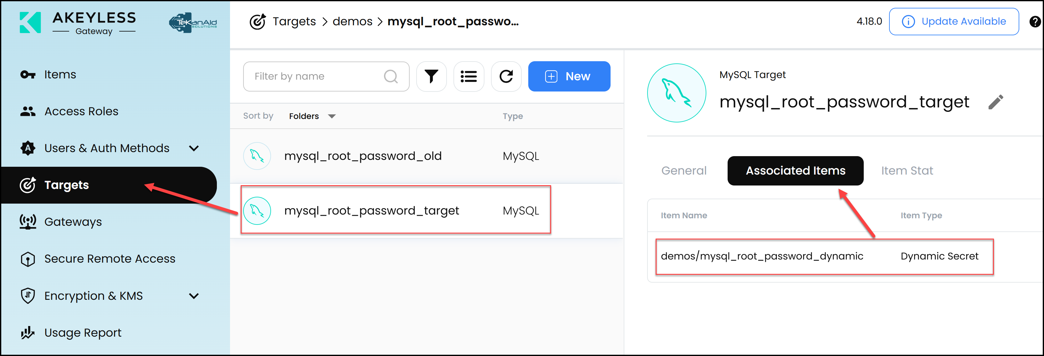 Akeyless Target to configure the Dynamic Secret