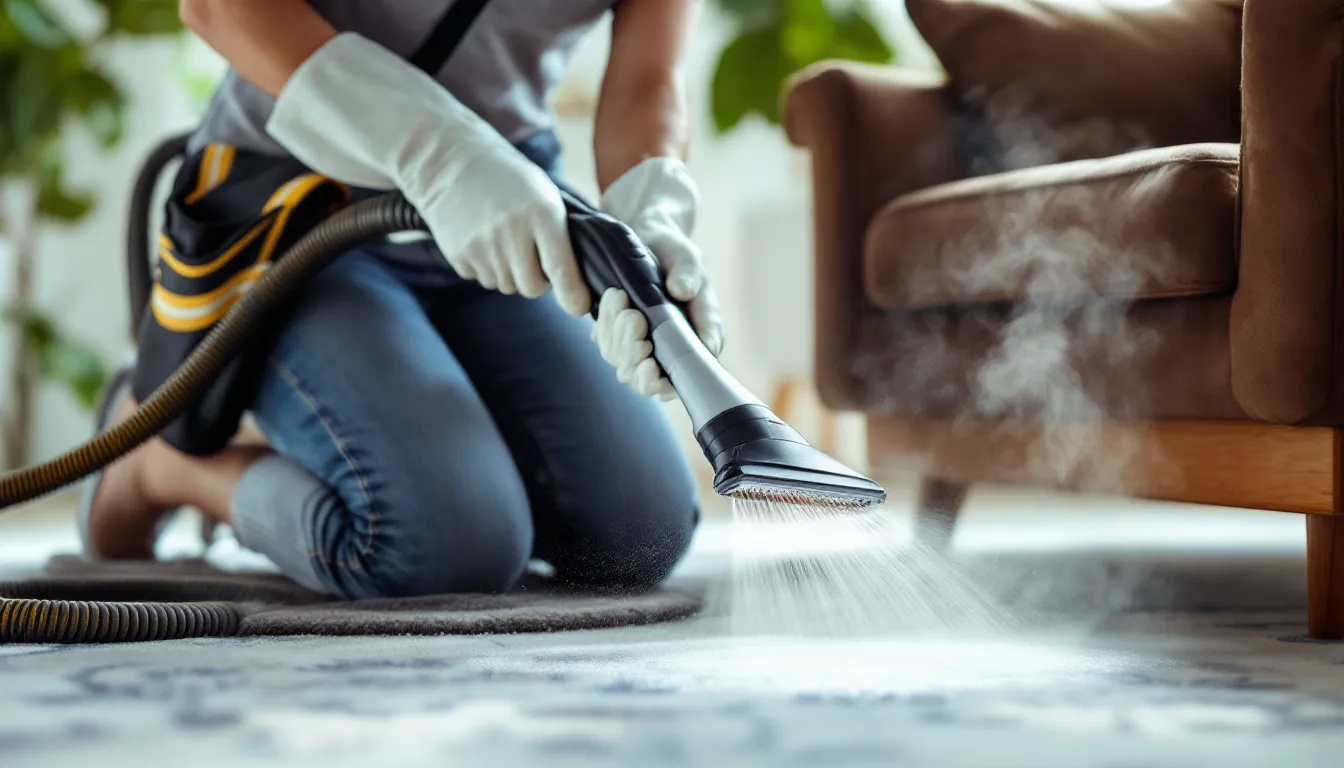 Steam cleaning floors and seats to remove odors.