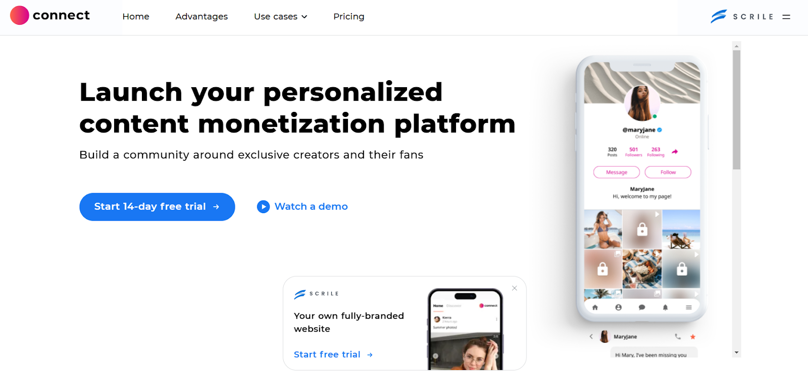 Scrile platform for launching personalized content monetization, an alternative to OnlyFans.