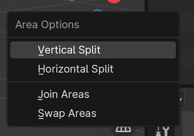 A screenshot with the split and join menu inside Blender