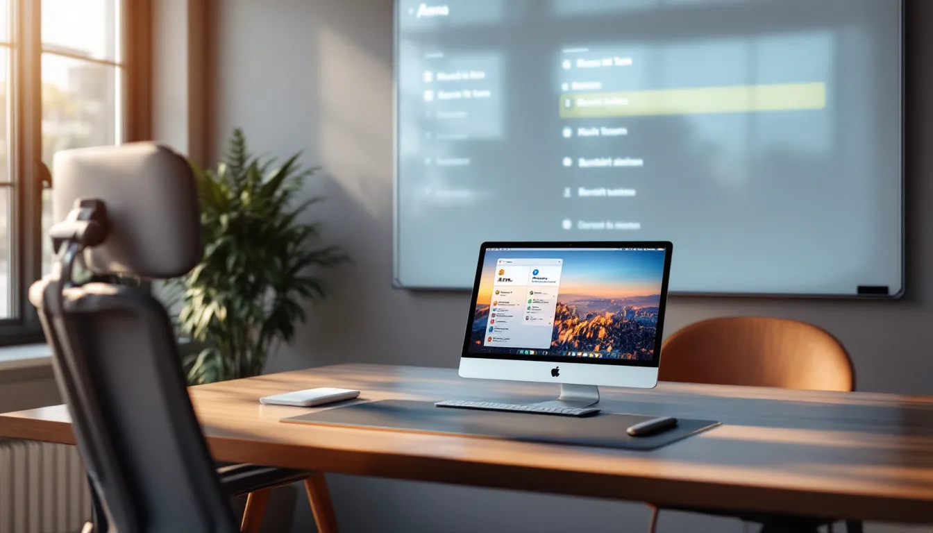 Shared desk Konzept: Mitarbeiter reserviert Arbeitsplatz digital über Desk Sharing Tool	