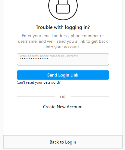 Screenshot to generate log in link