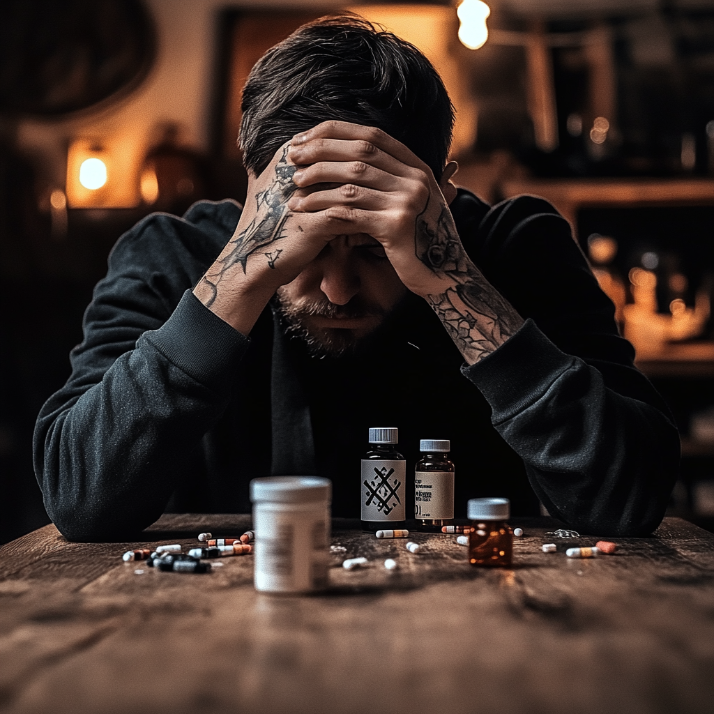 An illustration showing the complications of drug addiction.