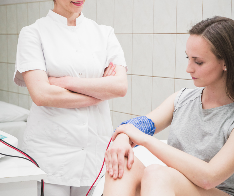                                     A person in a drug rehab center receiving treatment for drug abuse