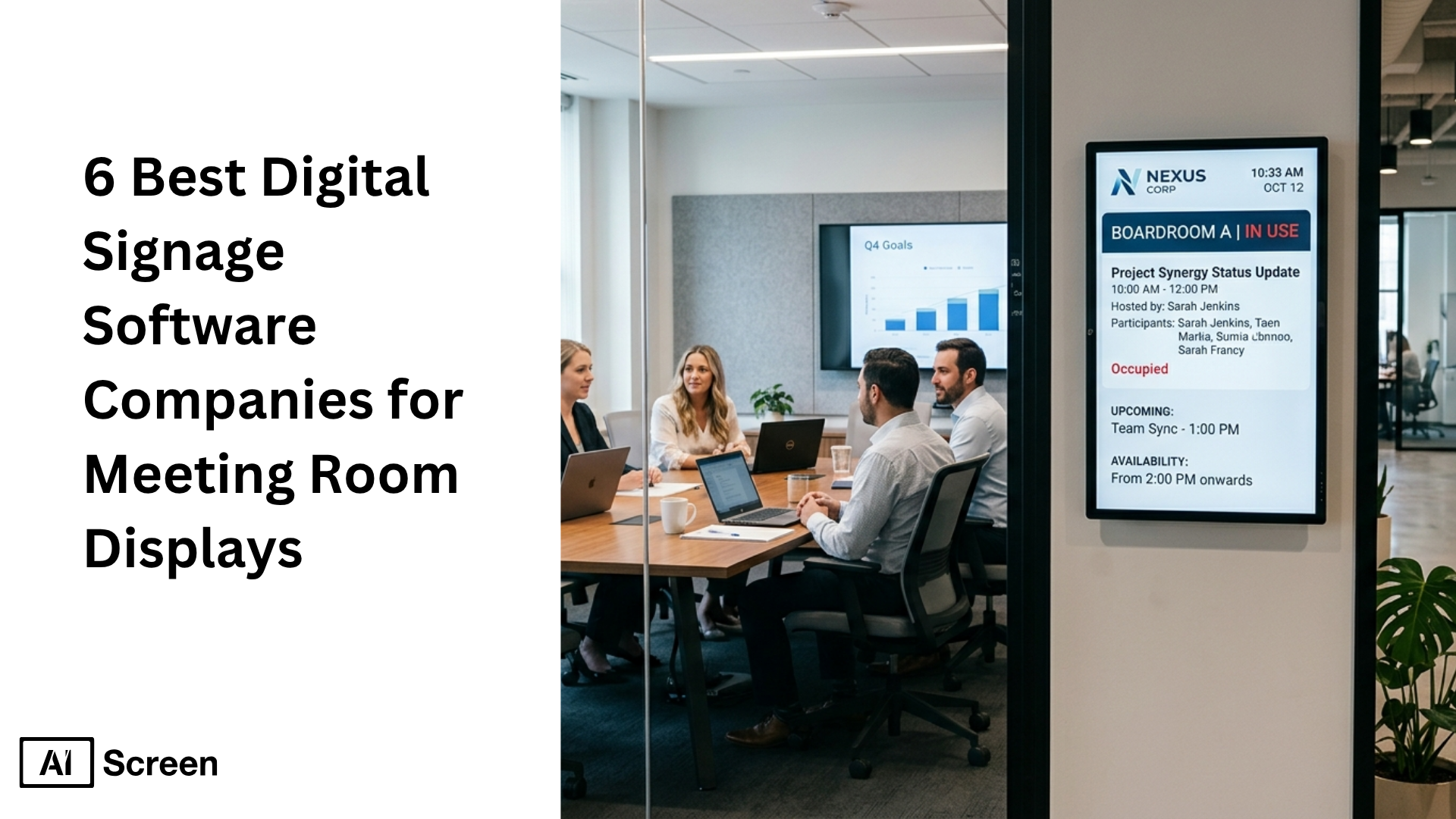 6 Best Digital Signage Software Companies for Meeting Room Displays 1 meeting room displays in modern corporate offices