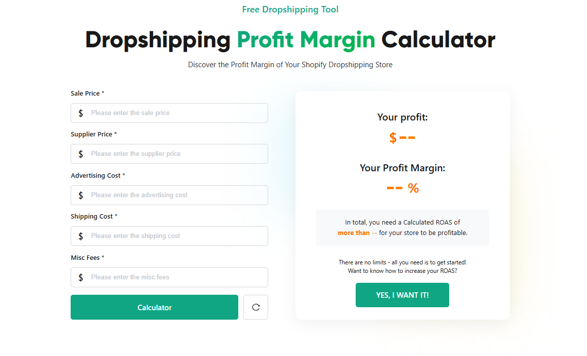 dropshipping profit calculator