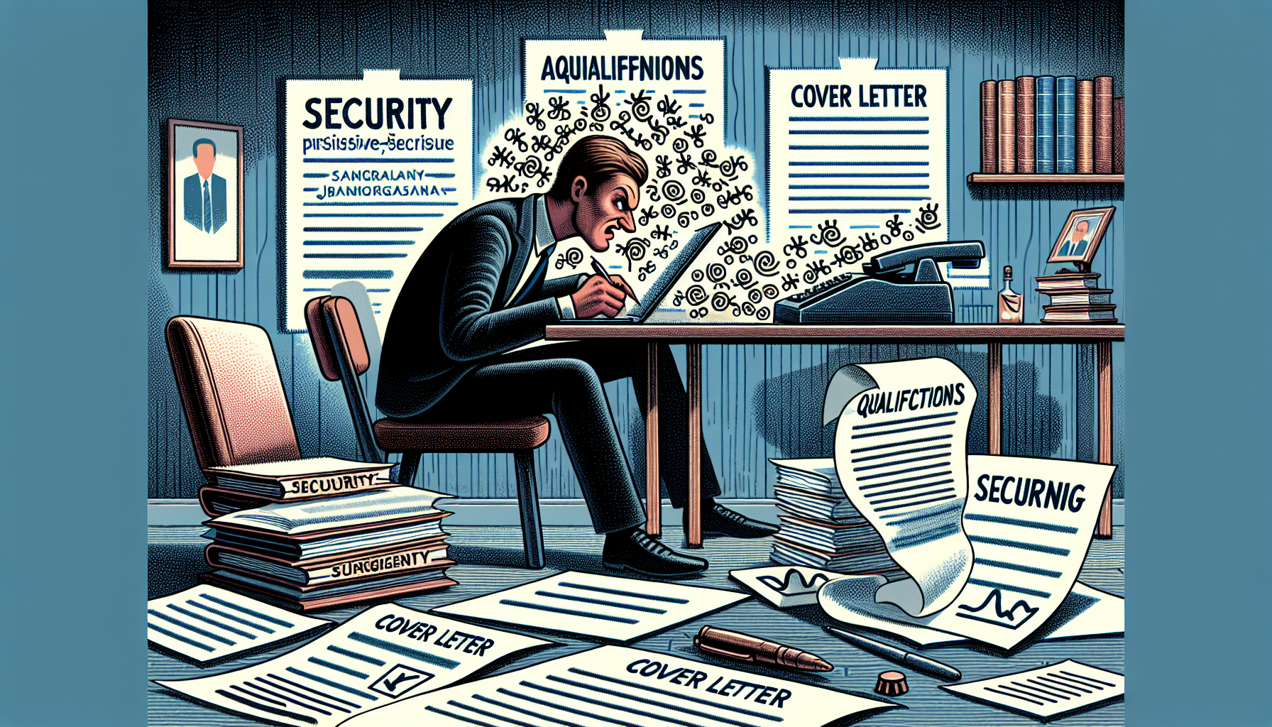 Illustration of a person crafting a persuasive security job application