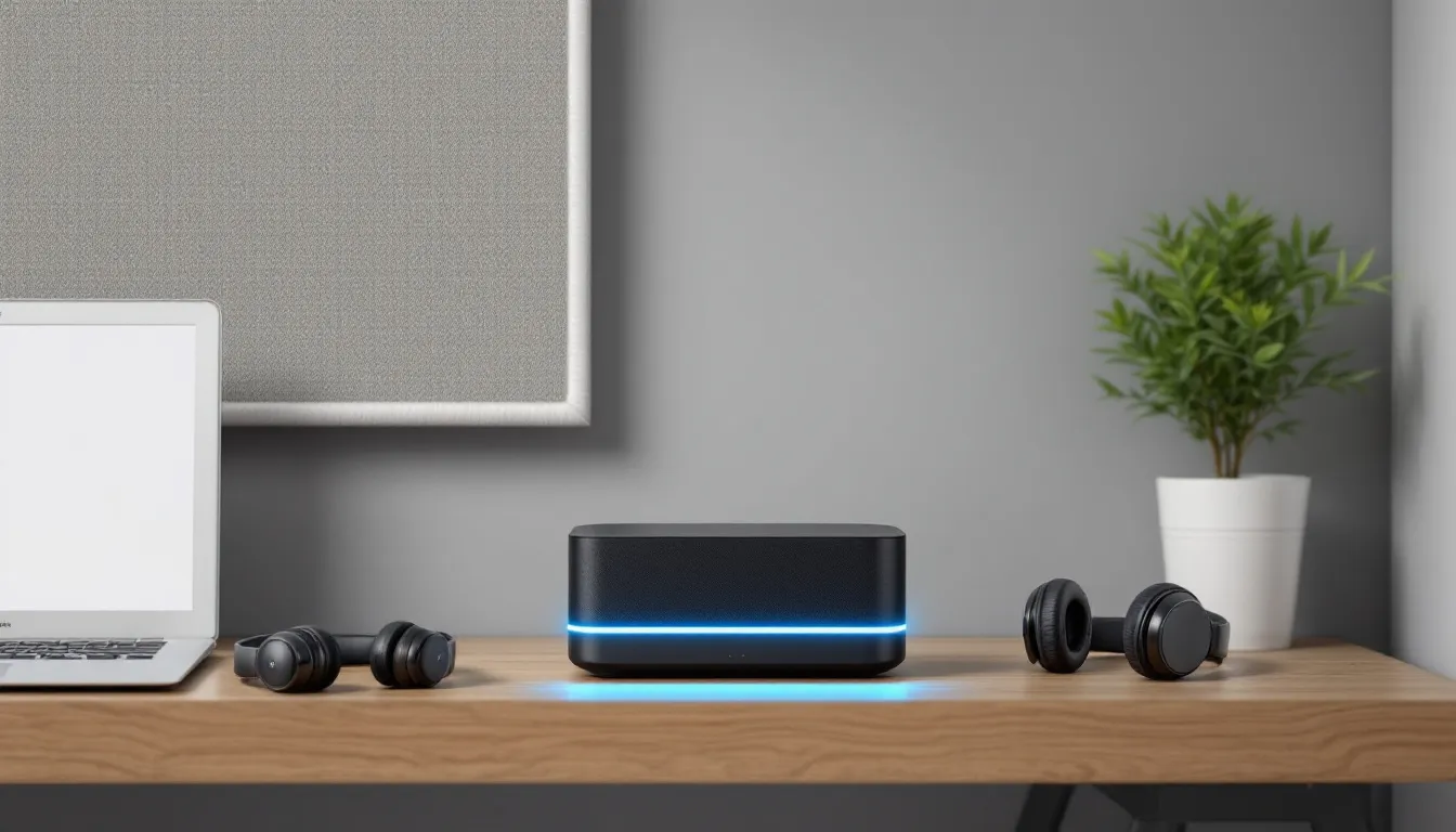 Un haut-parleur Bluetooth compact, parfait pour les réunions à distance.