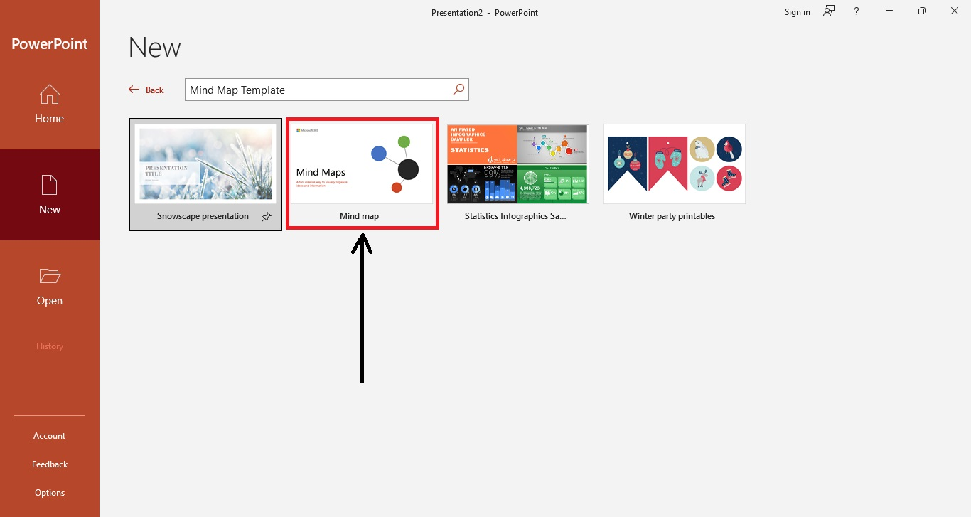 Select a particular Mind Map templates you want to use on your Microsoft PowerPoint.