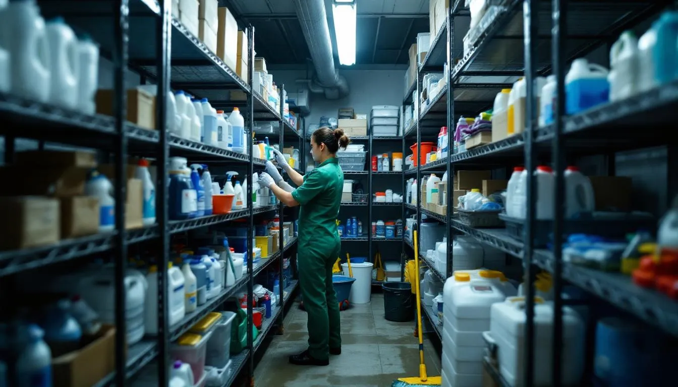 In the image, hotel housekeeping staff are diligently organizing inventory supplies in a storage room, ensuring efficient inventory management to support the hotel's operational needs. This meticulous process is essential for maximizing profit and minimizing revenue leakage in the hospitality industry.