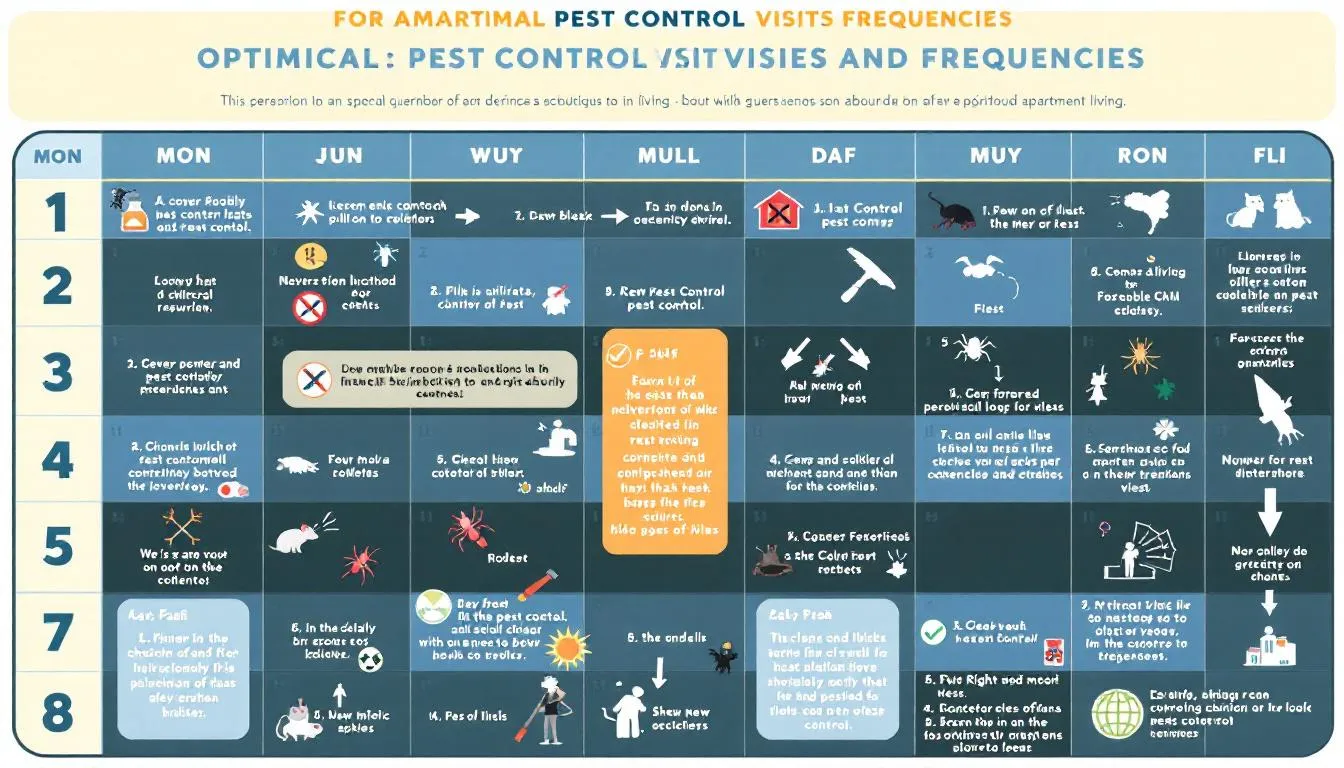 A calendar highlighting optimal pest control visit frequencies.