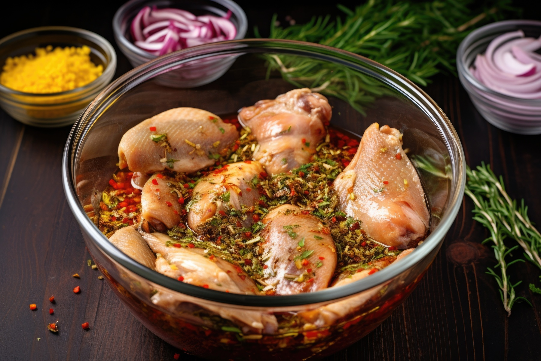 Marinated chicken in a flavourful blend of traditional Indian spices, ready for cooking