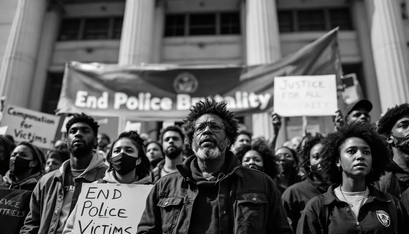 An image depicting the concept of compensation for police brutality victims.