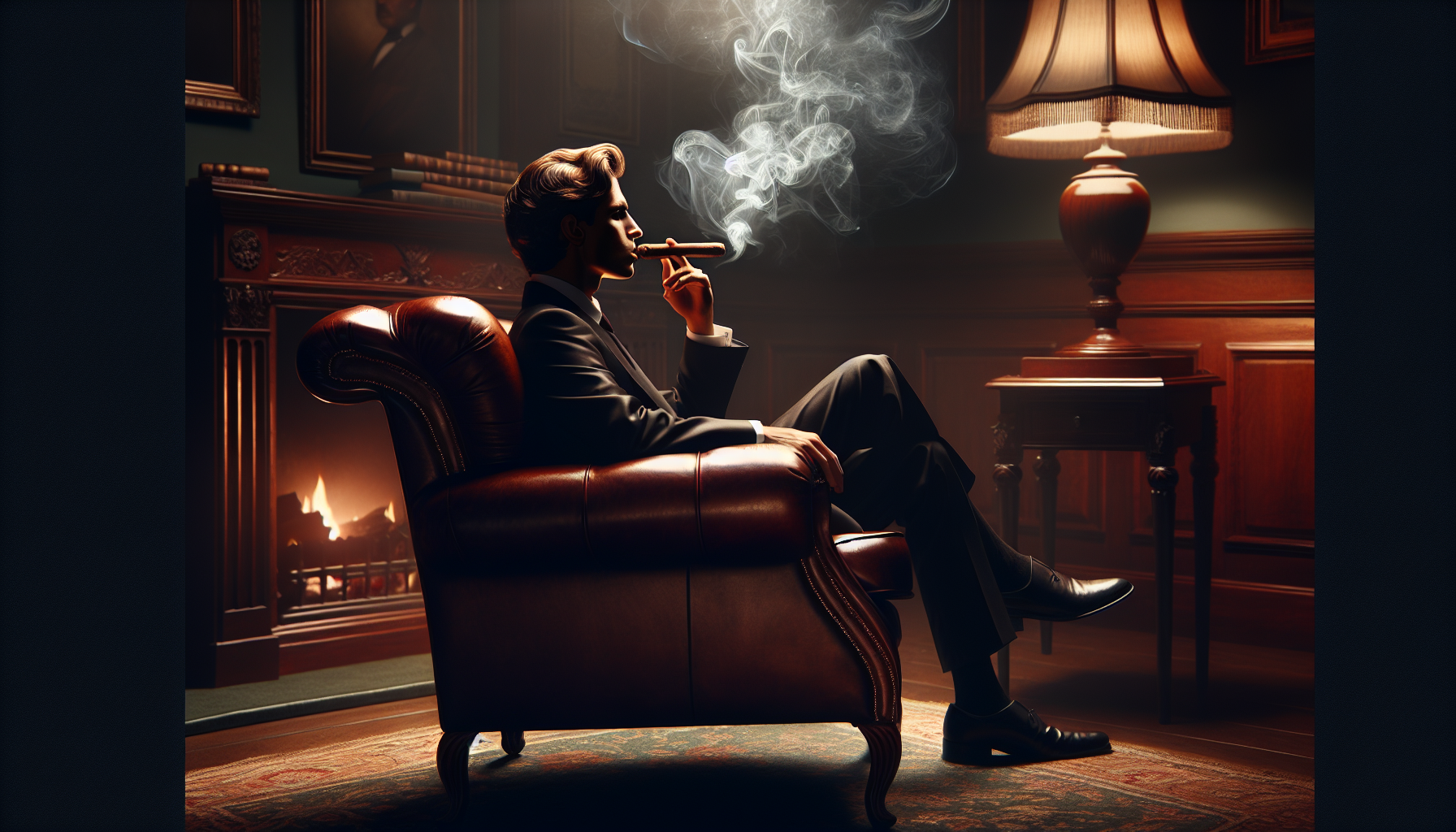 Artistic representation of a cigar being enjoyed in a serene setting